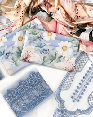 Baroque Printed Linen With Emb Patches 3PC