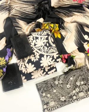 Maria B Printed Linen With Emb Patches 3PC