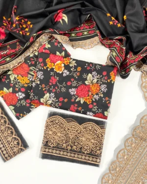 Maria B Printed Linen With Emb Patches 3PC