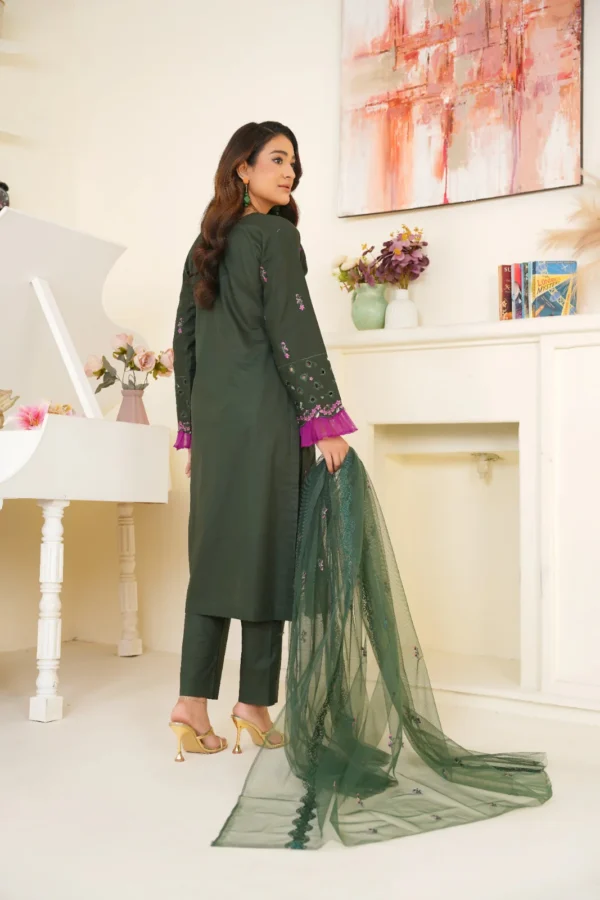 Bin Ilyas Cambric Embroidered 3PC | Bin Ilyas | SGO-CE06 - Image 4