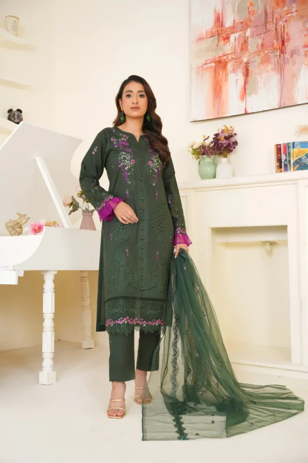 Bin Ilyas Cambric Embroidered 3PC | Bin Ilyas | SGO-CE06 - Image 3