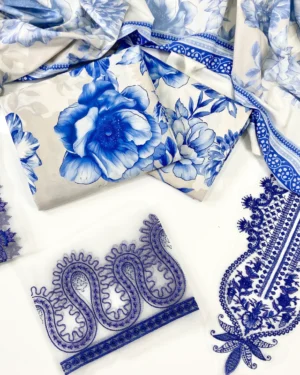 Baroque Printed Linen With Emb Patches 3PC