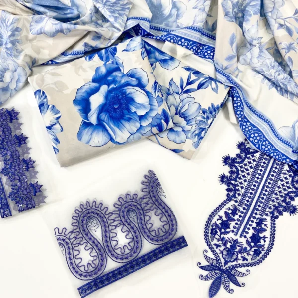 Baroque Printed Linen With Emb Patches 3PC | Baroque | SGO-LI03