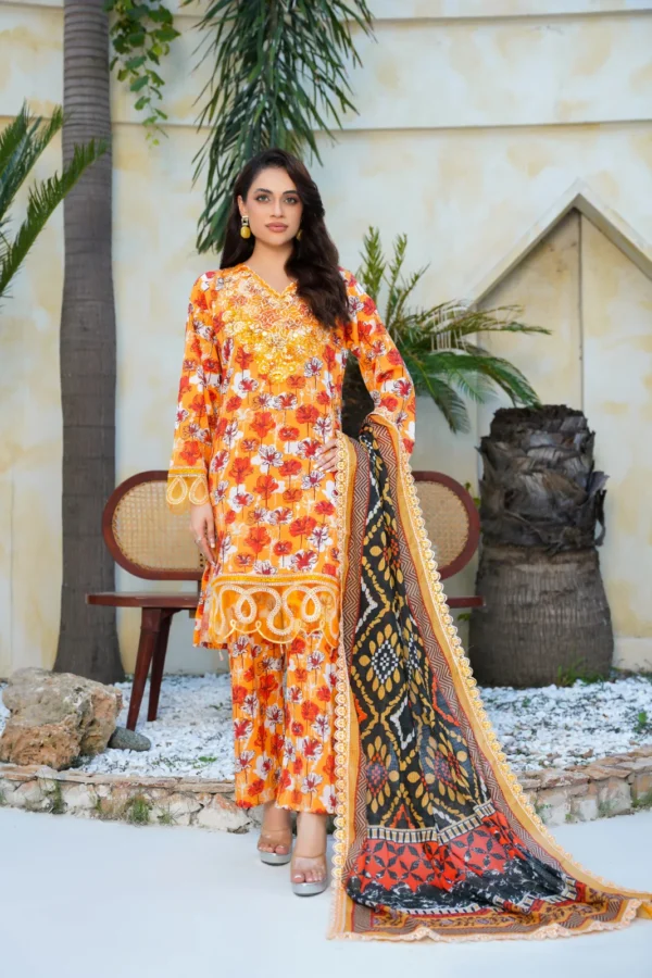 Dastoor By Anaya Noor Digital Printed Cambric With Patches 3-PC | Dastoor By Anaya Noor | SGO-CE05 - Image 3