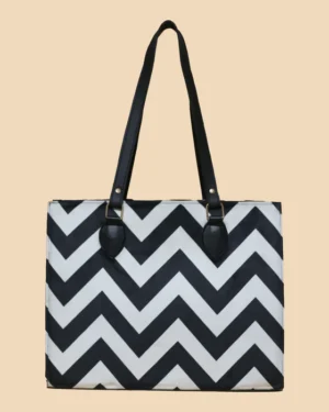 Chevron Black & White Canvas Tote Bag