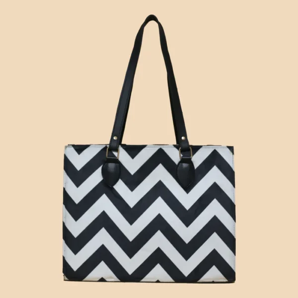 Chevron Black & White Canvas Tote Bag