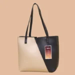 Elegant Beige and Black Tote Bag