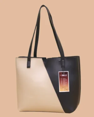 Elegant Beige and Black Tote Bag