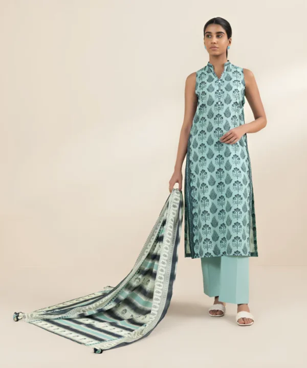 Sapphire Digital Printed Linen 3-PC | Sapphire | SGO-S04