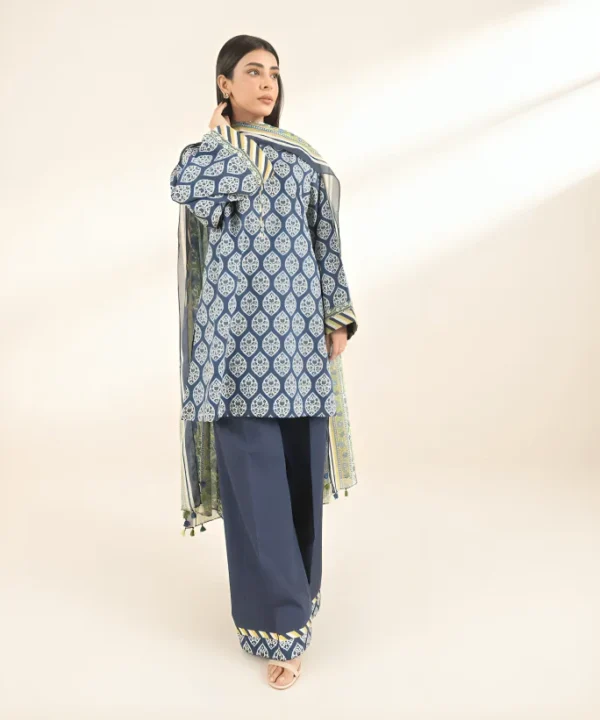 Sapphire Digital Printed Linen 3-PC | Sapphire | SGO-S02 - Image 4