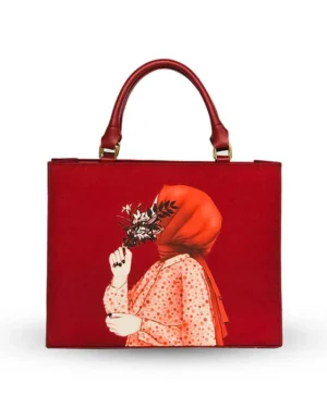 Hijab Girl Red Canvas Tote Bag