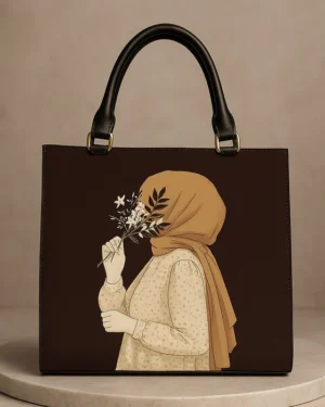 Hijab Girl Dark Brown Canvas Tote Bag