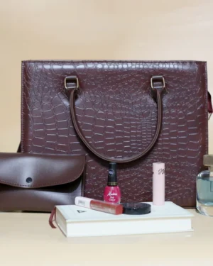 Croc Wine Red Luxe 2 Pcs Tote Set