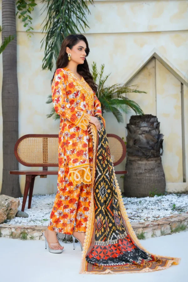 Dastoor By Anaya Noor Digital Printed Cambric With Patches 3-PC | Dastoor By Anaya Noor | SGO-CE05 - Image 5
